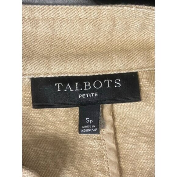 Talbots 100% Woven Cotton Khaki Safari Jacket Size S/P - Picture 5 of 6